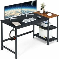 Computertisch 150cm, Schreibtisch mit herausnehmbaren Ablagefächern, industrieller Laptop-Schreibtisch mit Kopfhörerhaken Stahlrahmen, pc Tisch für von COSTWAY