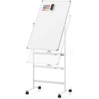 Doppelseitiges mobiles Whiteboard, 60 x 90 cm, höhenverstellbares magnetisches Whiteboard mit Rollen, Ständer und Stiftablage, inkl. Zubehör für von COSTWAY