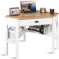 Eckschreibtisch mit Schublade & Ablage, L-foermiger Ecktisch Computertisch, platzsparender Schreibtisch, Bürotisch Arbeitstisch für Homeoffice, 75 x von COSTWAY