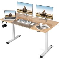 Costway - Elektrischer höhenverstellbarer Schreibtisch 72-116cm, mit Kabelhaterung & Haken, Ergonomischer Steh-Sitz Tisch, 140 x 70 cm von COSTWAY