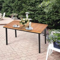 Gartentisch mit Schirmloch, Akazienholz Terrassentisch , Esstisch Rechteckig Metallrahmen für 6-8 Personen, 140x75x76cm - Costway von COSTWAY