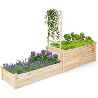 Costway - Hochbeet mit Rankgitter, Blumenkasten mit Spalier, Pflanzkasten aus Tannenholz, Gartenspalier mit Rankkasten, Blumenkübel für von COSTWAY
