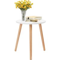 Kaffeetisch Beistelltisch Esstisch Küchentisch Nachttisch Holz weiss fuer Wohnzimmer, Schlafzimmer und Balkon 40x40x48cm - Costway von COSTWAY