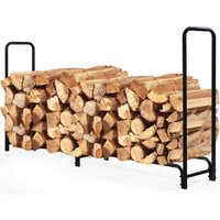 Kaminholzregal, Kaminholzständer aus Metall mit Griffe & Sockel, Brennholzregal für Innen & Draußen, bis 500kg Belastbar, 250 x 36 x 122,5 cm von COSTWAY