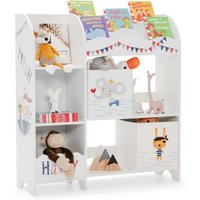 Costway - Kinderzimmerregal, mit 5 Faechern & 2 Aufbewahrungsboxen & 3 Regalen, Spielzeug-Organizer für Kleinkinder, für Spielzeug & Bücher Tier Pirat von COSTWAY