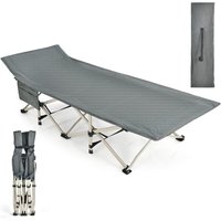 Klappbare Campingliege, Campingbett Feldbett Klappbett, Liege Bett Reiseliege bis 400 kg belastbar, Einzelbett Faltbett mit Seitentasche, für von COSTWAY
