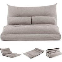 Klappbares Bodensofa, 3 in 1 Schlafsofa mit Schlaffunktion und Verstellbarer Rückenlehne, Sofabett mit 2 Lendenkissen, Klappsofa Schlafsessel für von COSTWAY