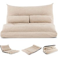 Costway - Klappbares Bodensofa, 3 in 1 Schlafsofa mit Schlaffunktion und Verstellbarer Rückenlehne, Sofabett mit 2 Lendenkissen, Klappsofa von COSTWAY