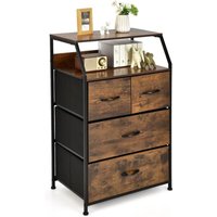Costway - Kommode mit 4 Schubladen, Sideboard mit 4 faltbaren Stoffschubladen & Metallrahmen, Aufbewahrungsschrank industriell für Wohnzimmer Costway - Kommode mit 4 Schubladen, Sideboard mit 4 faltbaren Stoffschubladen & Metallrahmen, Aufbewahrungsschrank industriell für Wohnzimmer von COSTWAY