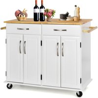 Küchenwagen auf Rollen, Servierwagen mit Arbeitsplatte & Handtuchhalter & Schubladen & verstellbaren Regalen, Kücheninsel Holz, Küchenschrank Küchenwagen auf Rollen, Servierwagen mit Arbeitsplatte & Handtuchhalter & Schubladen & verstellbaren Regalen, Kücheninsel Holz, Küchenschrank von COSTWAY