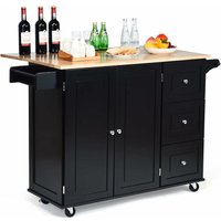 Küchenwagen rollbar, Kücheninsel mit Handtuchhalter, Küchenschrank aus Holz, Servierwagen Kücheninselwagen, Mikrowellenwagen Sideboard 135x76x91cm Küchenwagen rollbar, Kücheninsel mit Handtuchhalter, Küchenschrank aus Holz, Servierwagen Kücheninselwagen, Mikrowellenwagen Sideboard 135x76x91cm von COSTWAY