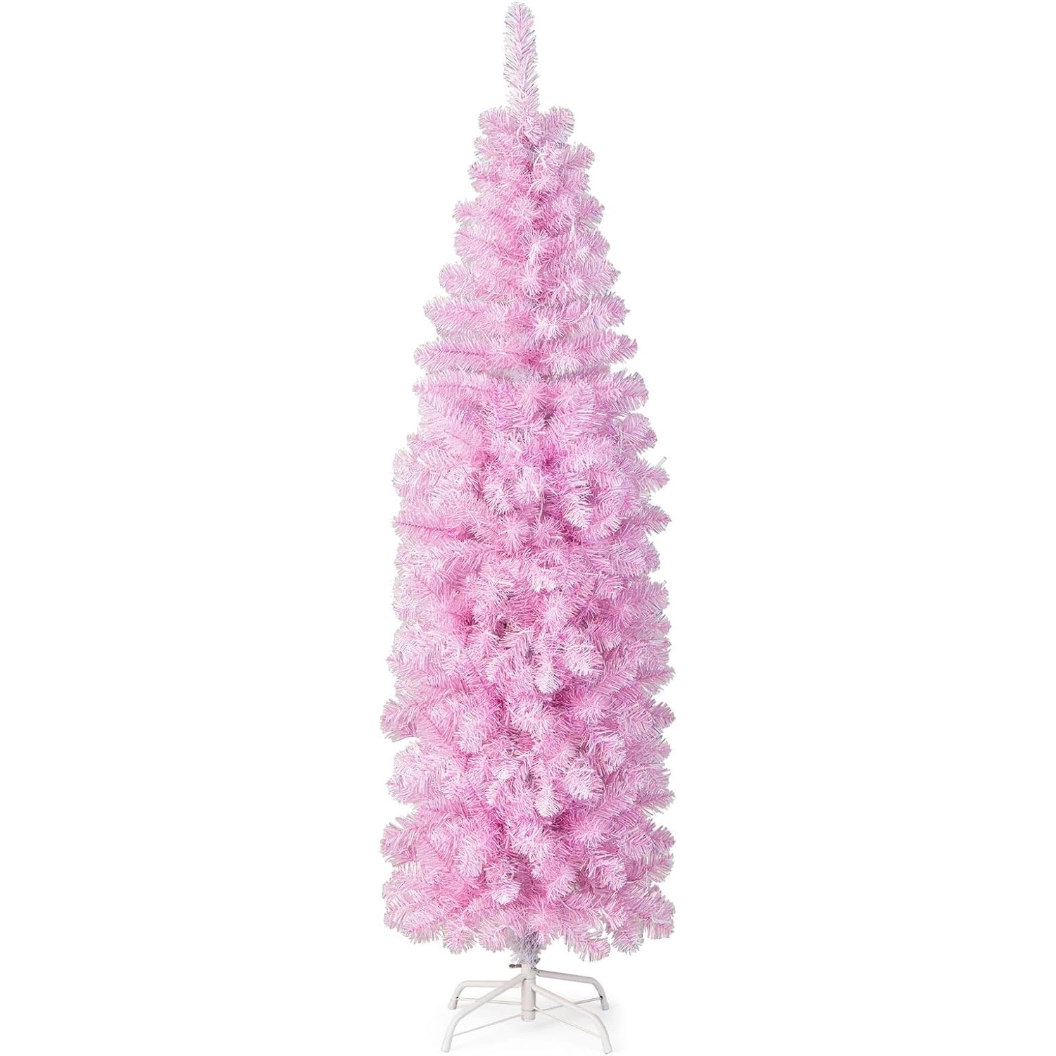 Costway Künstlicher Weihnachtsbaum Bleistift Rosa 180cm von COSTWAY