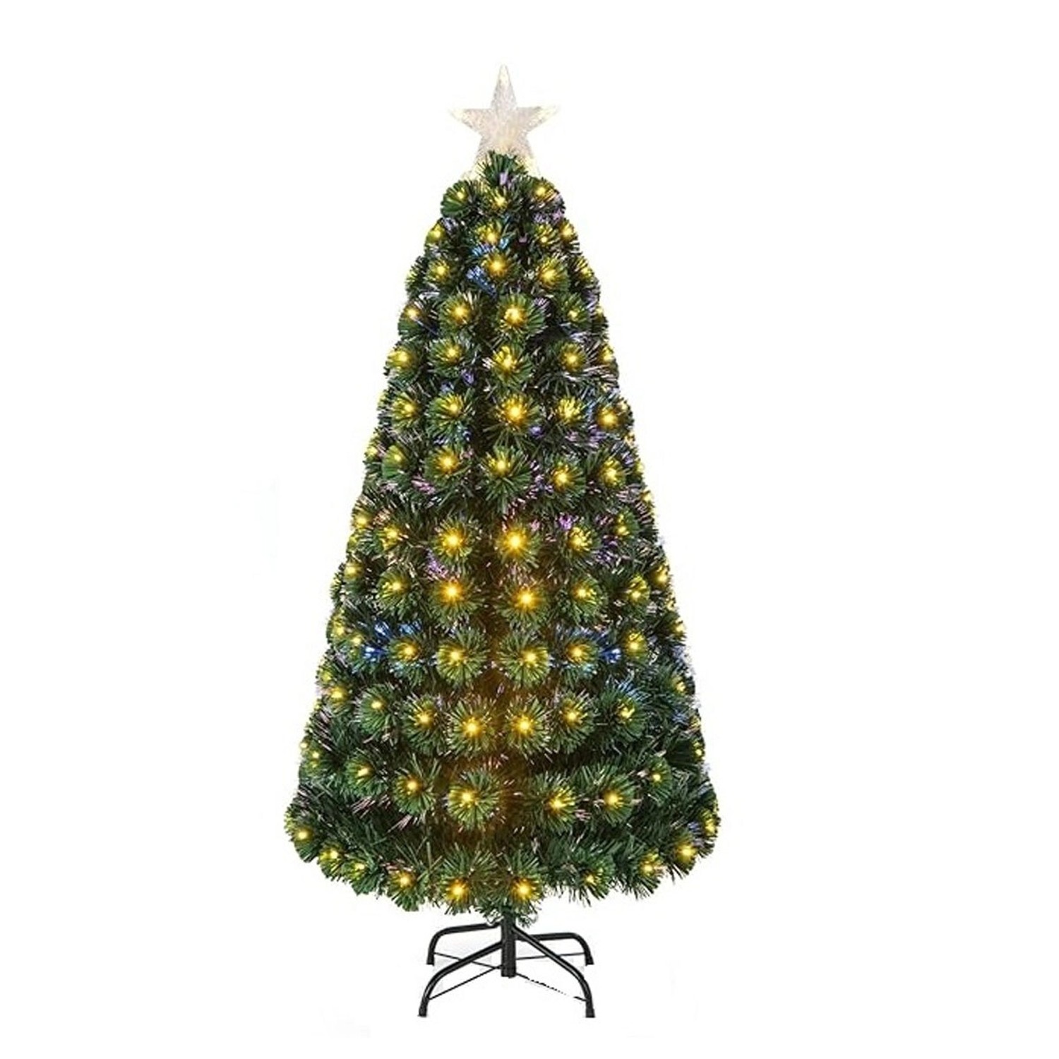 Costway Künstlicher Weihnachtsbaum mit Led Beleuchtetem Stern 150 cm von COSTWAY