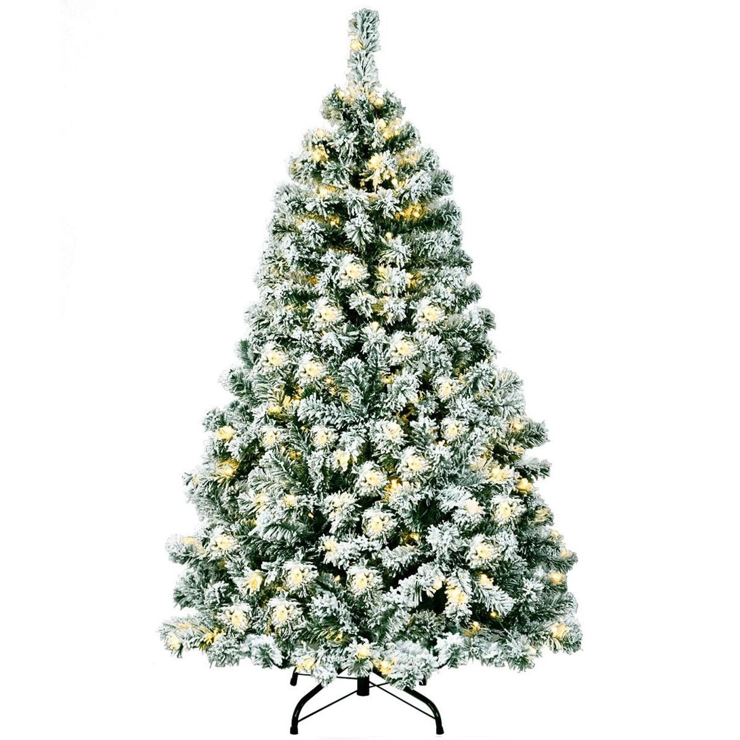 Costway Künstlicher Weihnachtsbaum mit Schnee und Led-Leuchten 135cm von COSTWAY