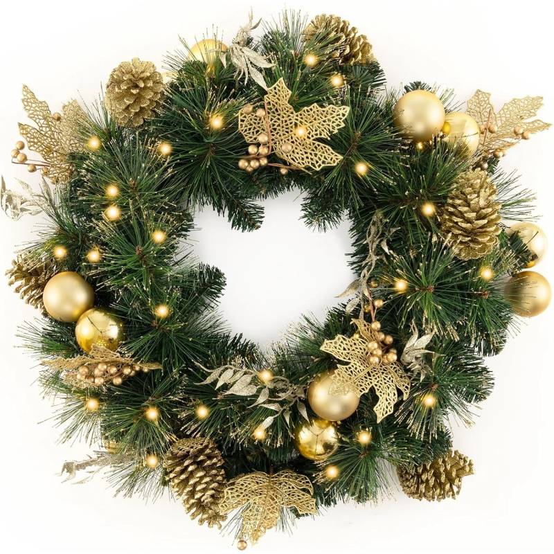 Costway Künstlicher Weihnachtskranz & Goldenen Kieferzapfen Grün 60cm Costway Künstlicher Weihnachtskranz & Goldenen Kieferzapfen Grün 60cm von COSTWAY