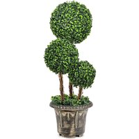 Costway - Kunstpflanze 75 cm, künstliche Grünpflanzen mit realistischen Blättern, Kunstbaum mit Topf, Dekopflanze Zimmerpflanze Kugelbaum für Haus von COSTWAY