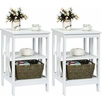 Nachttisch 3 Ebenen, 2er Set Beistelltisch Nachtschrank, Sofatisch Couchtisch für Schlafzimmer, Wohnzimmer 40x40x61cm (II-förmig, Weiß) - Costway Nachttisch 3 Ebenen, 2er Set Beistelltisch Nachtschrank, Sofatisch Couchtisch für Schlafzimmer, Wohnzimmer 40x40x61cm (II-förmig, Weiß) - Costway von COSTWAY