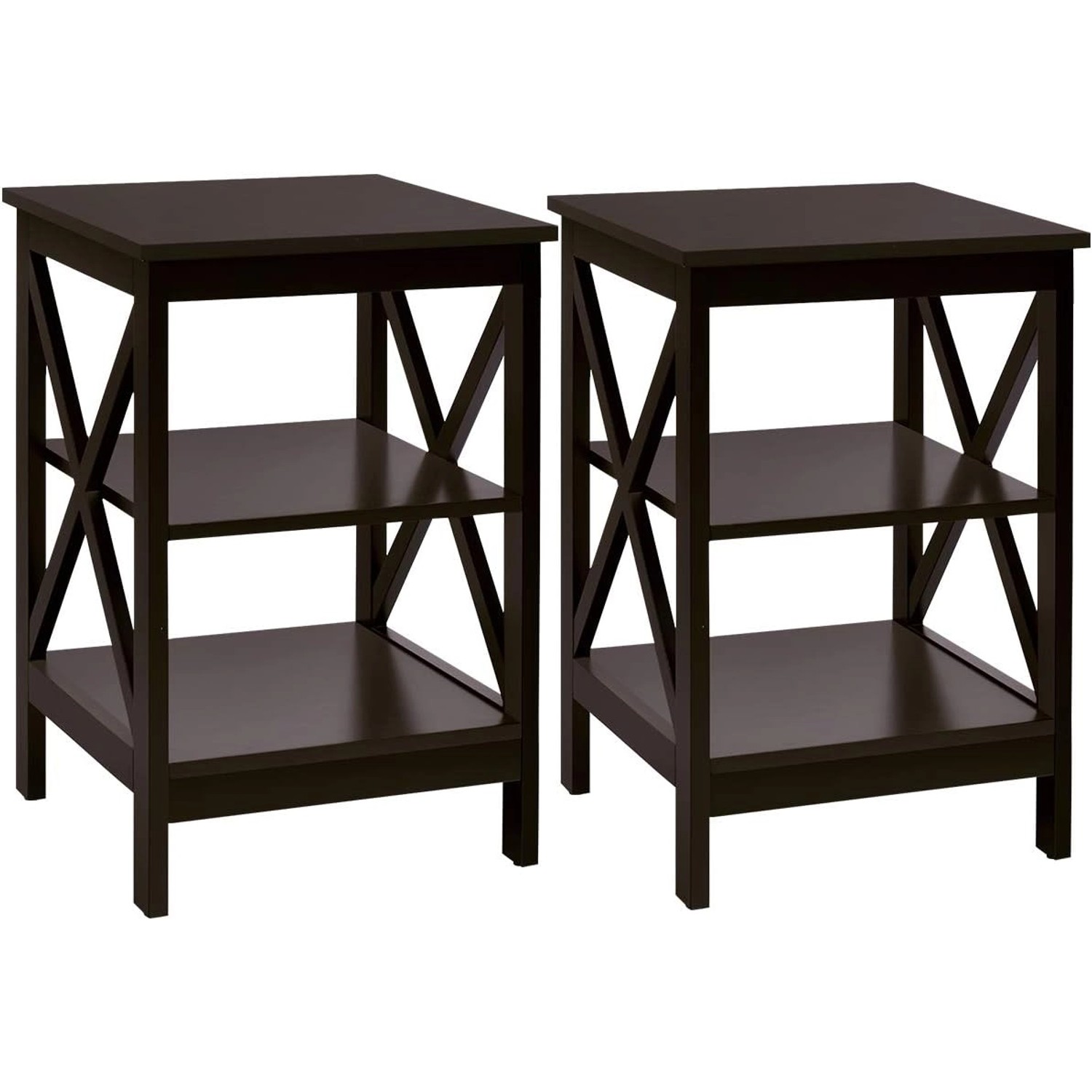Costway Nachttisch 3 Ebenen 2er Set Beistelltisch X-förmig Braun Costway Nachttisch 3 Ebenen 2er Set Beistelltisch X-förmig Braun von COSTWAY