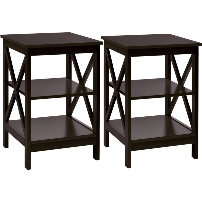 Costway Nachttisch 3 Ebenen 2er Set Beistelltisch X-förmig Braun Costway Nachttisch 3 Ebenen 2er Set Beistelltisch X-förmig Braun von COSTWAY