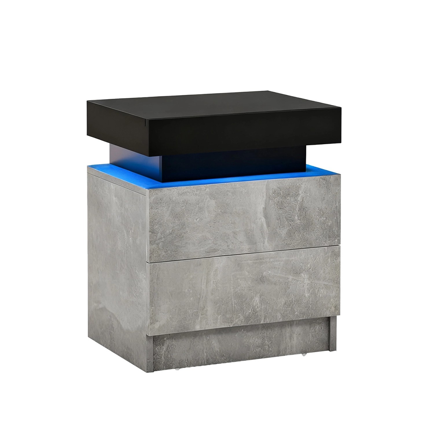 Costway Nachttisch LED mit 2 Schubladen 45 x 35 x 52cm Grau von COSTWAY