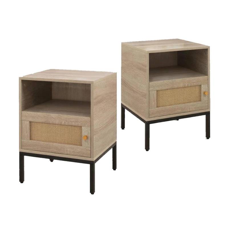 Costway Nachttisch Rattan 2er Set 40 x 40 x 57 cm Natur Costway Nachttisch Rattan 2er Set 40 x 40 x 57 cm Natur von COSTWAY