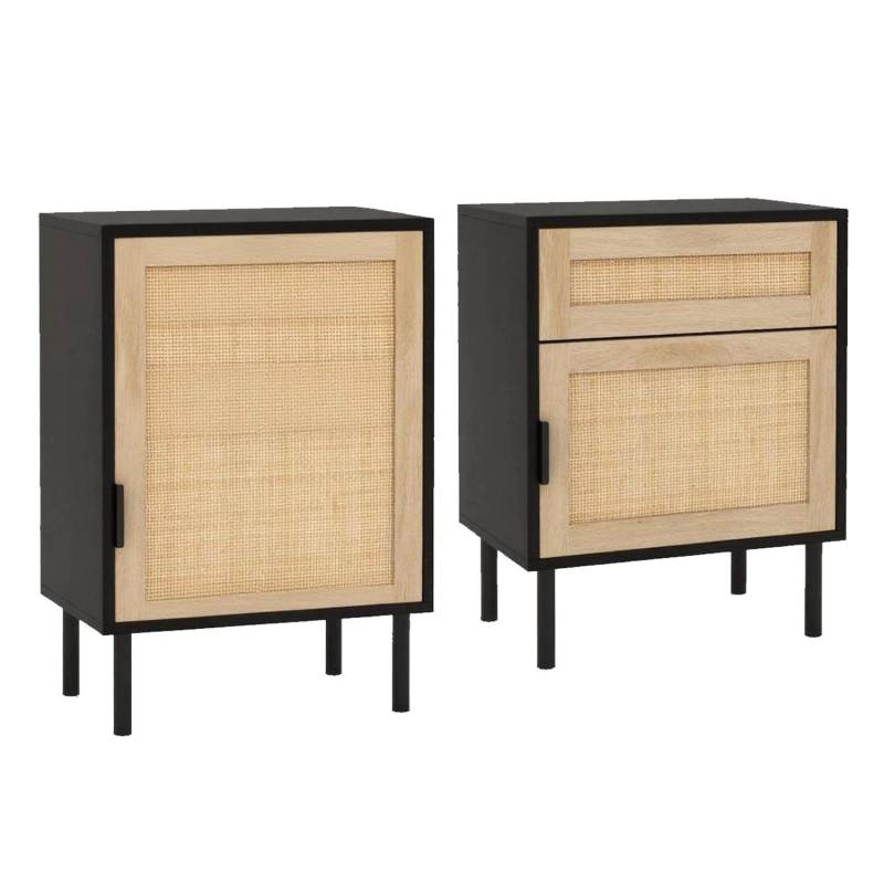Costway Nachttisch Rattan 2er Set 45 x 30 x 59 cm Schwarz Costway Nachttisch Rattan 2er Set 45 x 30 x 59 cm Schwarz von COSTWAY