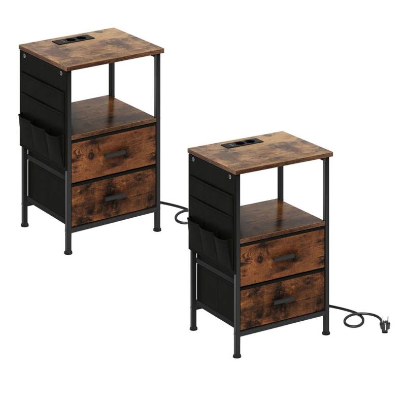 Costway Nachttisch mit LED und Ladestation 2er Set Beistelltisch von COSTWAY