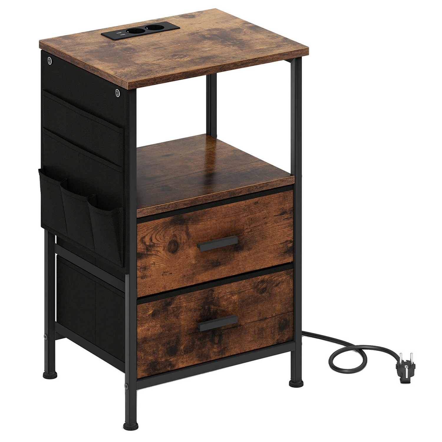 Costway Nachttisch mit LED und Ladestation Beistelltisch Nachtschrank Costway Nachttisch mit LED und Ladestation Beistelltisch Nachtschrank von COSTWAY