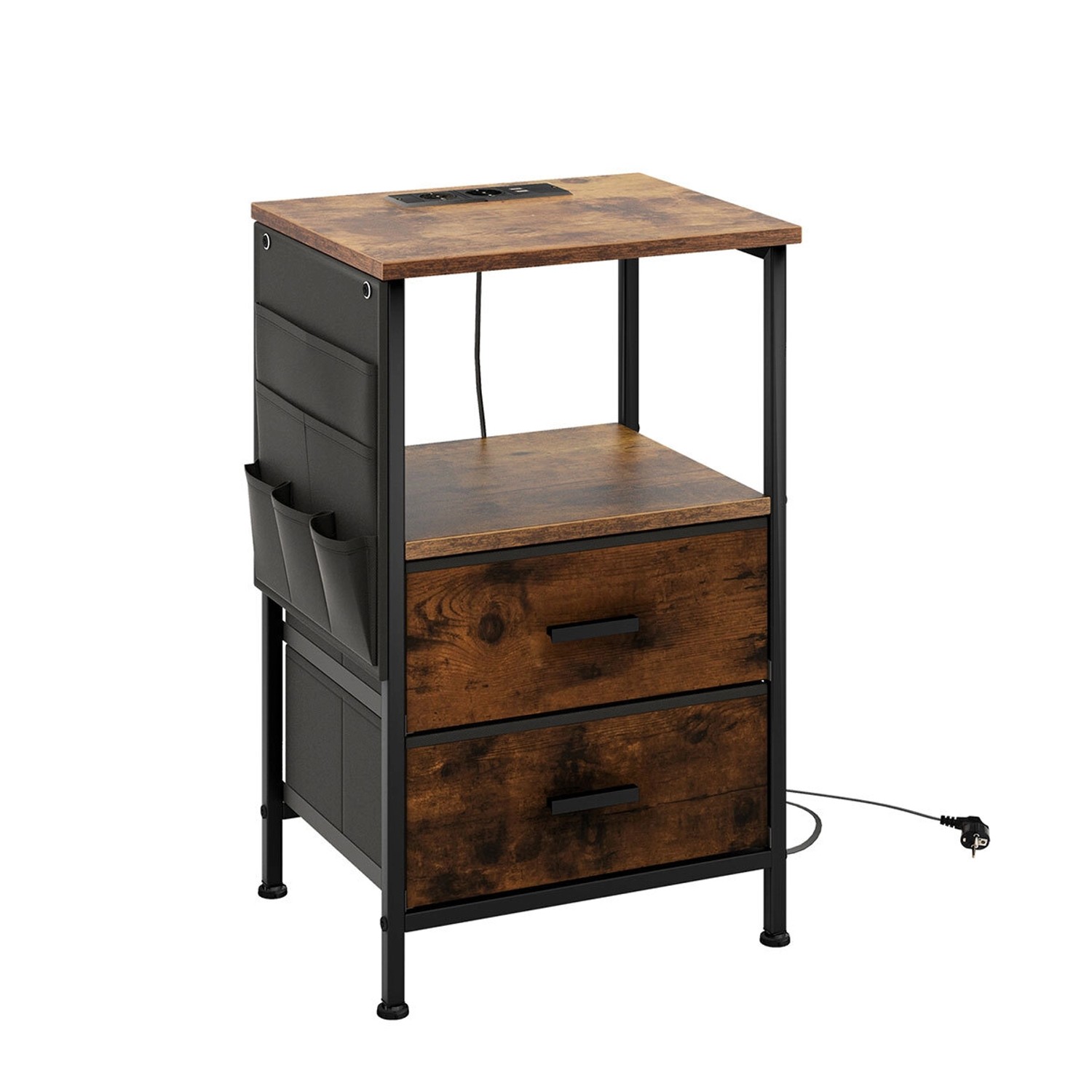 Costway Nachttisch mit Ladestation Beistelltisch Nachtschrank Costway Nachttisch mit Ladestation Beistelltisch Nachtschrank von COSTWAY