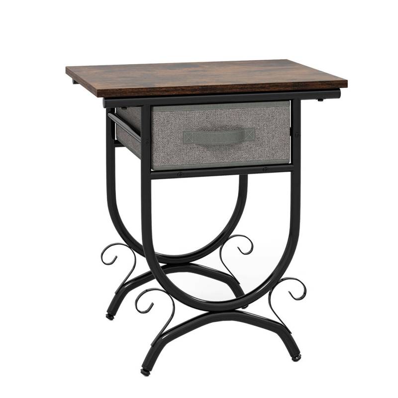 Costway Nachttisch mit Stoffschublade Beistelltisch Sofatisch Braun von COSTWAY