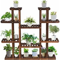 Costway - Pflanzenregal Blumenregal, Blumenstaender Holz, Blumentreppe Garten, Pflanzentreppe mehrstoeckig, Holzregal 9 Etagen / 125x25x114cm von COSTWAY