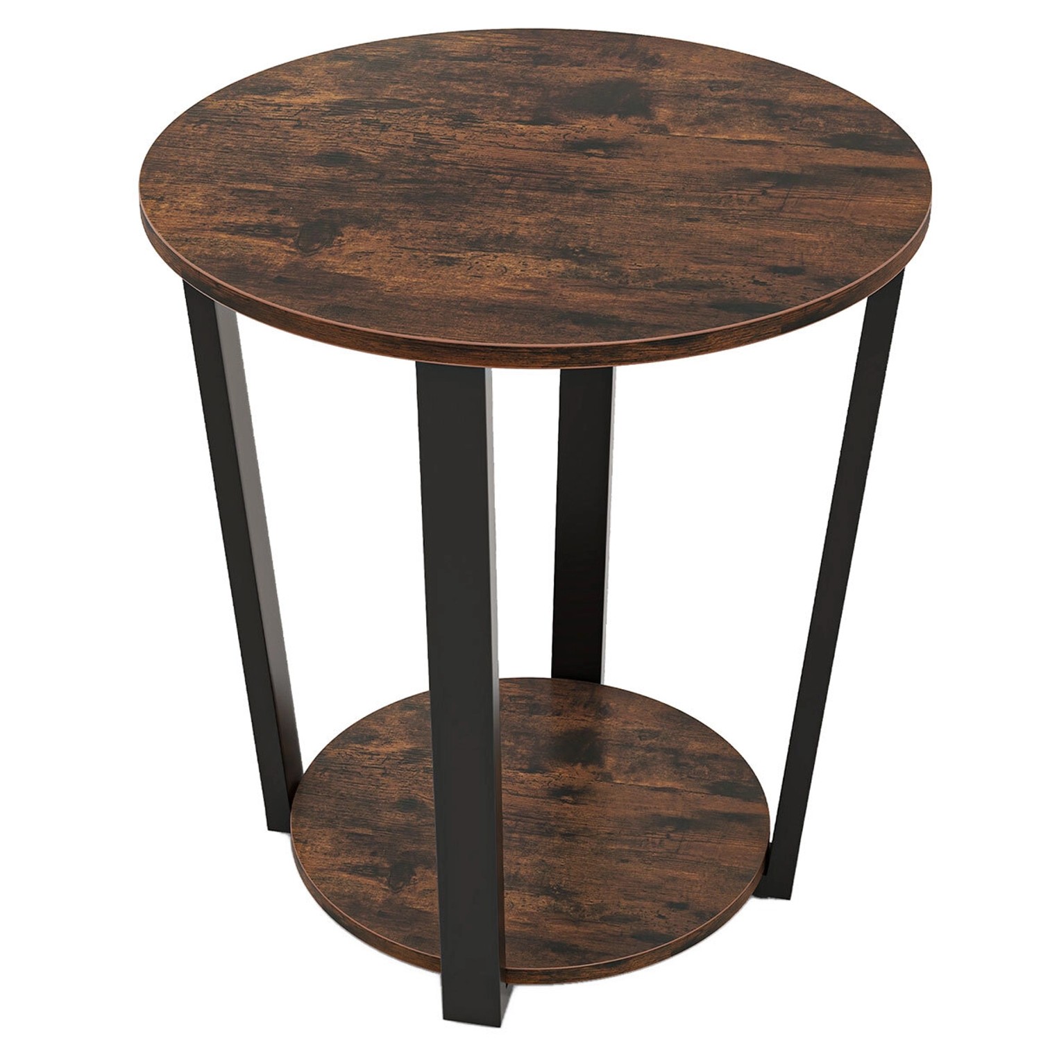 Costway Runder Beistelltisch Sofatisch mit Metallrahmen Braun Costway Runder Beistelltisch Sofatisch mit Metallrahmen Braun von COSTWAY