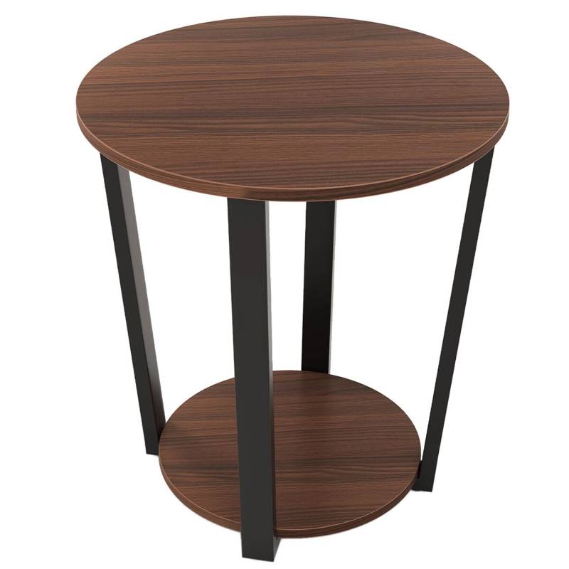 Costway Runder Beistelltisch Sofatisch mit Metallrahmen Vintagebraun Costway Runder Beistelltisch Sofatisch mit Metallrahmen Vintagebraun von COSTWAY