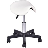 Costway - Sattelhocker mit Rollen, Drehhocker hoehenverstellbar, Rollhocker Friseur, Arbeitshocker weiss, Praxishocker 150kg belastbar, von COSTWAY