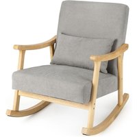 Schaukelstuhl, Sessel Wohnzimmer, Gepolsterter Loungesessel mit Armlehnen & Sitzkissen aus Holz, Schaukelsessel für Wohnzimmer und Schlafzimmer von COSTWAY