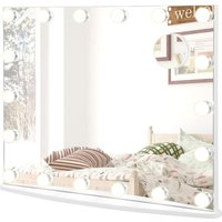 Costway - Schminkspiegel mit 18 led Beleuchtung, dimmbar, Hollywood 3 Lichtfarben, mit 10x Vergrößerung Spiegel, 4 Lichthelligkeiten, Touch, Costway - Schminkspiegel mit 18 led Beleuchtung, dimmbar, Hollywood 3 Lichtfarben, mit 10x Vergrößerung Spiegel, 4 Lichthelligkeiten, Touch, von COSTWAY