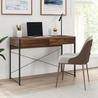 Schreibtisch, Computertisch mit 2 Schubladen, Kleiner Bürotisch, Metall, Industrie-Design, pc Tisch für Arbeitszimmer, Homeoffice, Büro, 112 x 48 x von COSTWAY