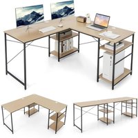 Costway - Schreibtisch L-Form, reversibler Eckschreibtisch mit 4 Ablagen, Ecktisch mit 3 Kabellöchern, Gaming Computertisch Bürotisch für Home Costway - Schreibtisch L-Form, reversibler Eckschreibtisch mit 4 Ablagen, Ecktisch mit 3 Kabellöchern, Gaming Computertisch Bürotisch für Home von COSTWAY