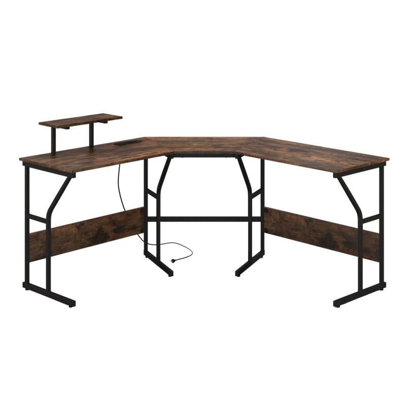 Costway Schreibtisch L-Form Gaming Computertisch Rustikales Braun von COSTWAY