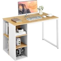 Costway - Schreibtisch mit 5 Fächern, Computertisch mit Metallrahmen, moderner Arbeitstisch, Bürotisch aus Holz, PC-Tisch, 115 x 59,5 x 75 cm (Natur) von COSTWAY