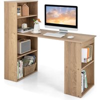 Costway - Schreibtisch mit Bücherregal, Computertisch mit 6 Regalen, PC-Tisch mit Regal rechts oder Links, Bürotisch, Arbeitstisch für Zuhause, Büro von COSTWAY