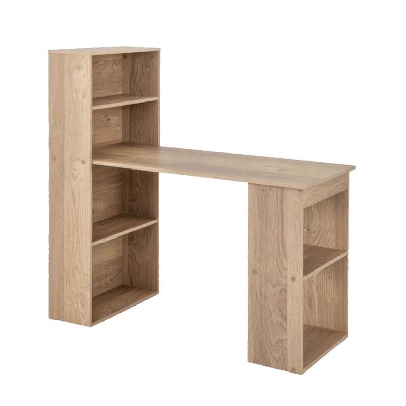 Costway Schreibtisch mit Bücherregal 122 x 56 x 122 cm Natur Costway Schreibtisch mit Bücherregal 122 x 56 x 122 cm Natur von COSTWAY