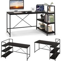 Costway - Schreibtisch mit Regalen, Computertisch L-förmig, Eckschreibtisch Bürotisch PC-Tisch Holz, Arbeitstisch Metallgestell, für Home Office, von COSTWAY