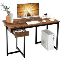 Costway - Schreibtisch mit Schublade, 120 x 55 x 75 cm, Computertisch klein, Officetisch Bürotisch Holz PC-Tisch, Arbeitstisch Metallgestell, für von COSTWAY