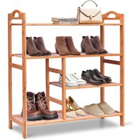 Schuhregal aus Bambus für 12-14 Schuhpaaren, mit 4 Ebenen & Griff, Schuhaufbewahrung 68 x 26 x 75 cm, für Eingangsbereich, Flur, Wohnzimmer, von COSTWAY