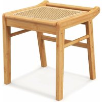 Costway - Sitzhocker, Schminkhocker aus Bambus, Hocker für schminktisch bis 120 kg belastbar, Kleiner Kosmetikhocker mit Rattan-Oberfläche für von COSTWAY