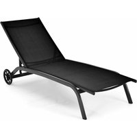 Sonnenliege Liegestuhl mit Raedern, Gartenliege mit Verstellbarer Rückenlehne, atmungsaktive Relaxliege für Garten Terrasse Strand Balkon, von COSTWAY