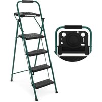Costway - Trittleiter 4 Stufen Stehleiter mit Werkzeugablage, Metall Klappleiter bis 150 kg, Klapptritt Klappbar & rutschfest, Leiter Tritthocker von COSTWAY