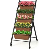 Vertikales Hochbeet mit 5 Etagen, Vertikalbeet mit Rollen, Blumenbeet mit Pflanzkästen, Blumenkasten, Blumentreppe, Pflanztreppe, Gemüsebeet, von COSTWAY