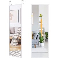 Costway - Wandspiegel Türspiegel mit hoehenverstellbaren Haengehake Haengespiegel Ganzkoerperspiegel n, Spiegel für Schlafzimmer, Wohnzimmer und von COSTWAY